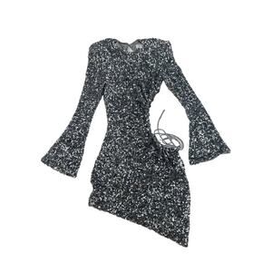Miss Circle - Myla Cut Out Sequin Mini Dress in Gray Silver